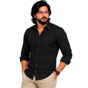 Pinkmint Mens Cotton Blend Regular Fit Long Sleeve Button Down White Shirt for Men Collared Casual Formal Soild Shirt