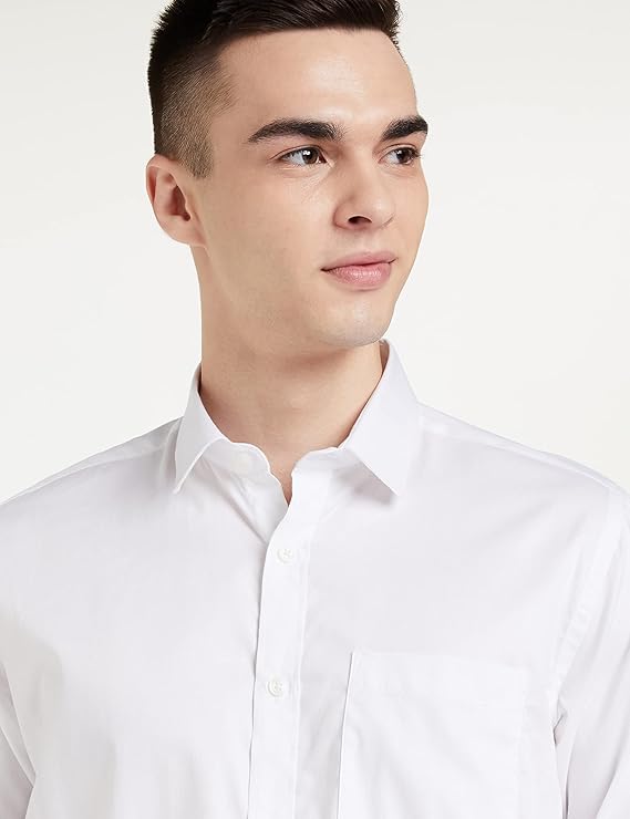 Pinkmint Mens Cotton Blend Regular Fit Long Sleeve Button Down White Shirt for Men Collared Casual Formal Soild Shirt - Image 3