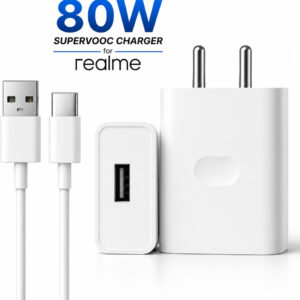 SB 80W SuperVOOC Fast Charger with USB to Type C Cable | 7.3A Mobile Charger Adapter | Supports VOOC, Warp, Dash, Dart & Super Fast Charging | Compatible for OnePlus, Realme, Oppo Smartphones.