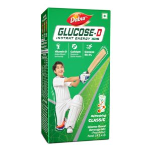 Dabur Glucose-D Instant Energy Drink Powder - 1kg (Carton)| Enriched with Vitamin D & Calcium | 99.4% Glucose Quick Energy Replenishment Formula | Easy to Mix Refreshing Drink