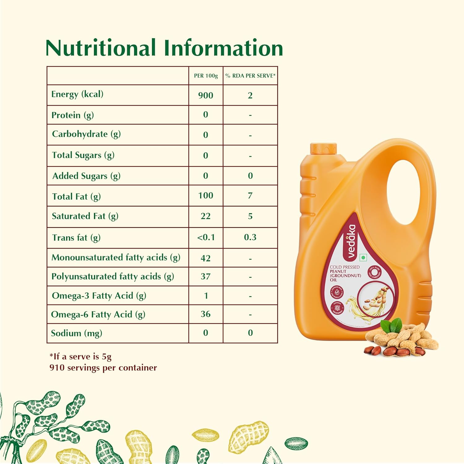 Amazon Brand - Vedaka Cold Pressed Groundnut (Peanut) Oil, 5 liters - Image 4