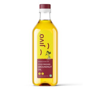Jivo Groundnut Oil 1 Litre | Cold Pressed, Unrefined Peanut Oil for Cooking | Vitamin A & D Fortified, Chemical-Free Ground Nut Oil 1L