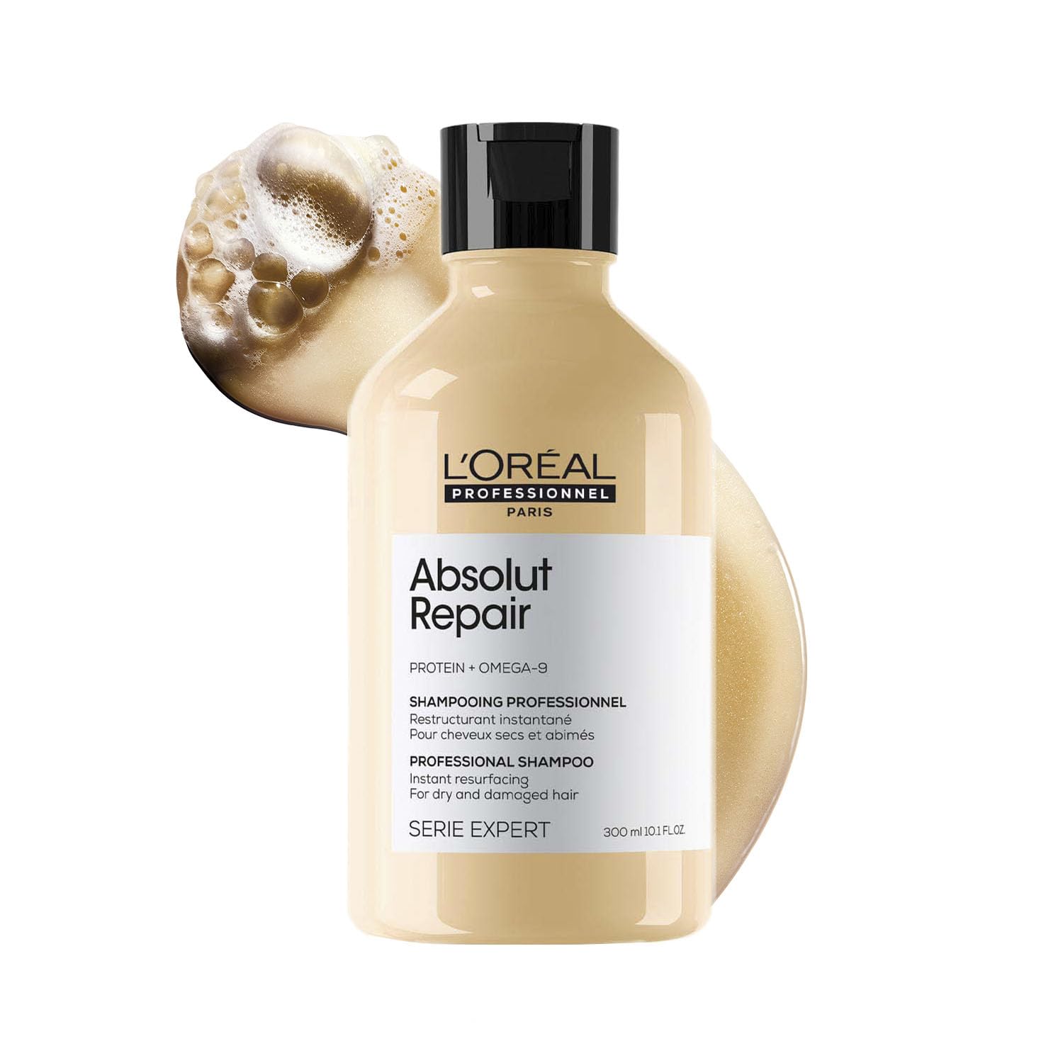 L'Oréal Professionnel Absolut Repair Shampoo for Dry & Damaged Hair | Professional shampoo for Strengthening and Repairing Hair, With Protein & Omega-9, For Men & Women, 300ml