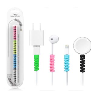 Flere Spiral Charger Cable Protector Data Cable Saver Charging Cord Protective Cable Cover (2 Set (8 Pieces))