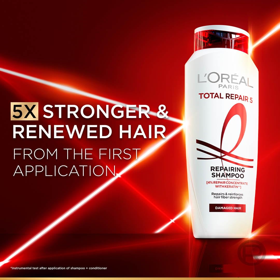 L'Oreal Paris Total Repair 5 Shampoo, For Repairing 5 Signs Of Damaged Hair, With Keratin Xs | 800Ml - Image 2