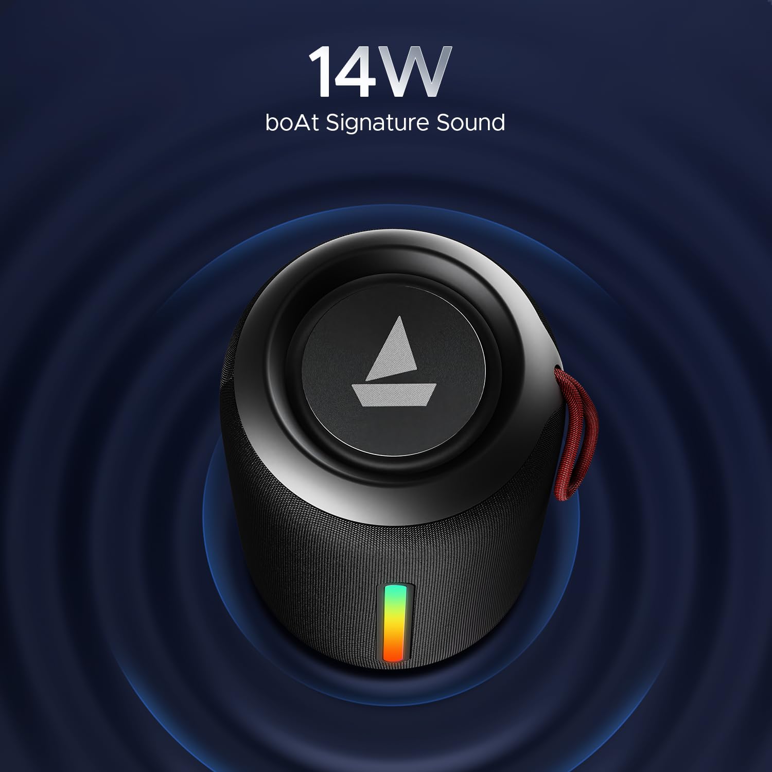 Boat Stone 352 Pro/Stone 358 Pro w/ 14W Signature Sound, Up to 12 Hours Playback, RGB LEDs, TWS Feature, Built-in Mic, BTv5.3, Free Music Streaming on JioSaavn Bluetooth Speaker (Raging Black) - Image 3