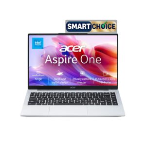 Acer Smartchoice Aspire One, Intel Core Celeron N4500, Office 2024 + M365 Basic, 12GB LPDDR4X / 256GB SSD, 14.0"/35.56cm TN HD Display, Win 11 Home, Pure Silver, 1.3KG, A114-45, Thin and Light Laptop